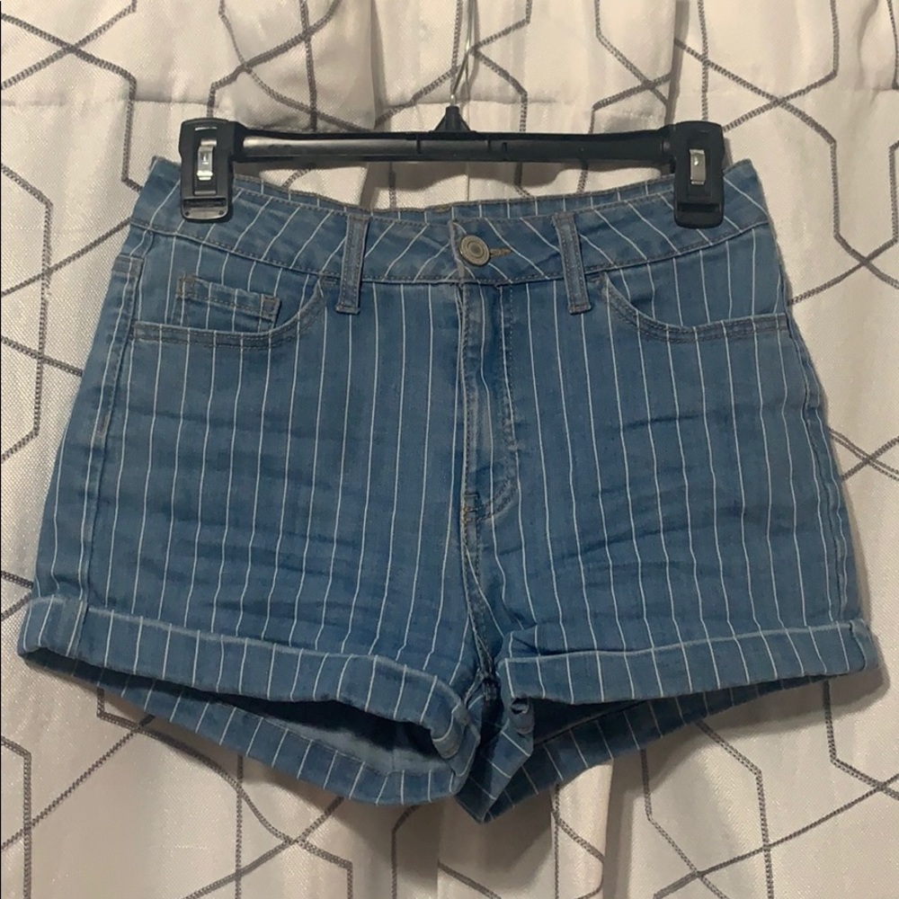 High rise striped shorts